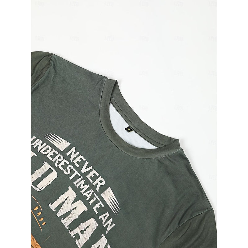 Men's Graphic Car Old Man T shirt Short Sleeve T shirt