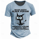 Men's Graphic Cat Slogan T shirt Short Sleeve T shirt